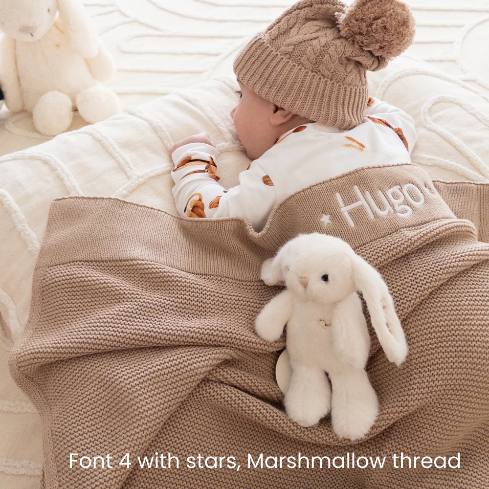 Personalised Baby Blanket - Beige Knit - Image 5