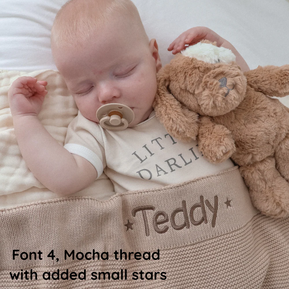 Personalised Baby Blanket - Beige Knit - Image 6