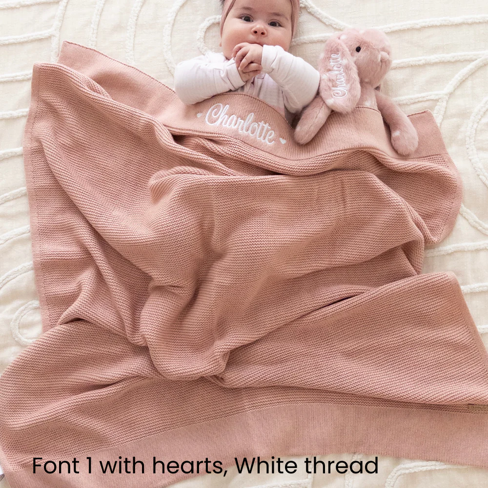 Personalised Baby Blanket - Dusty Pink Knit - Image 4
