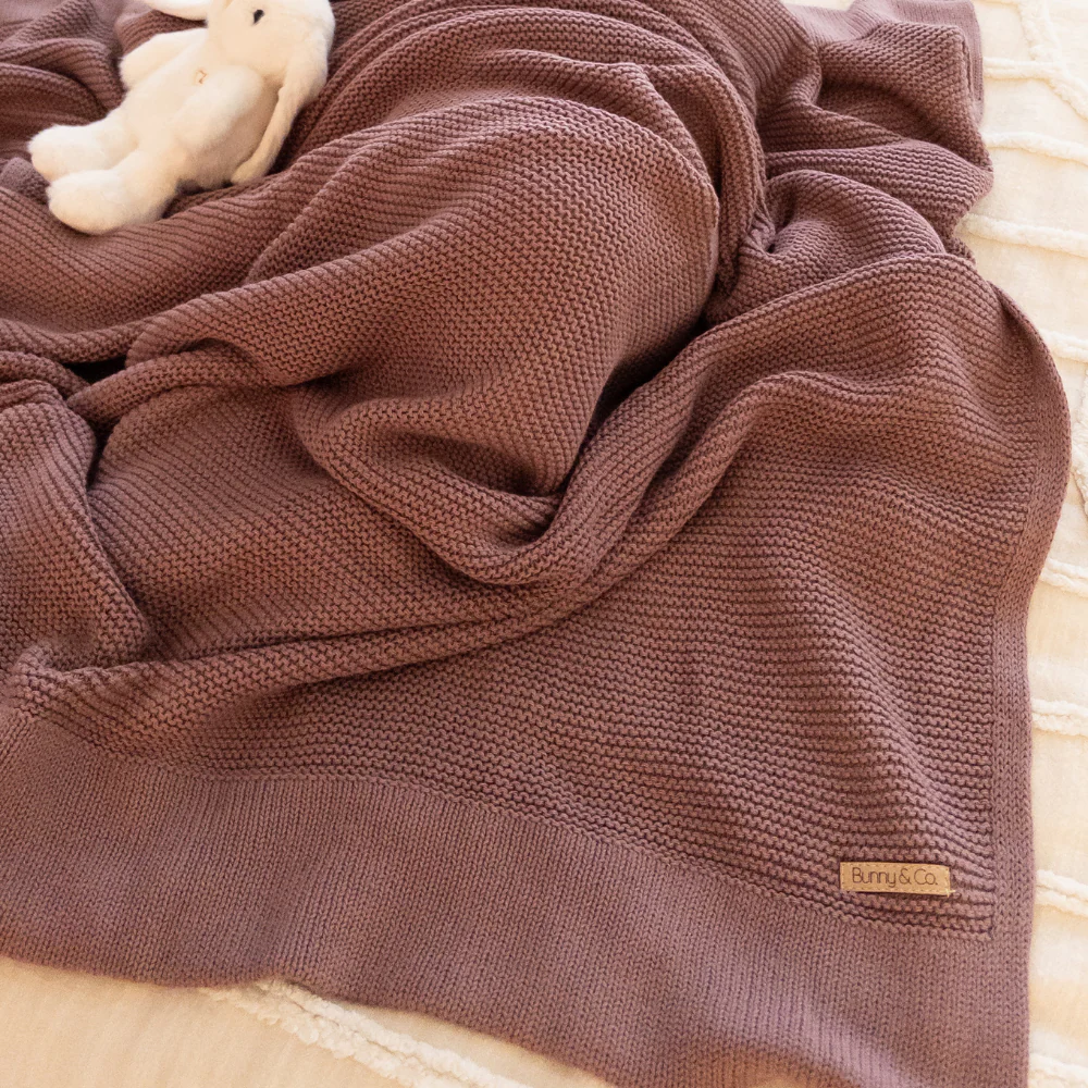 Personalised Baby Blanket - Dusty Plum Knit - Image 3