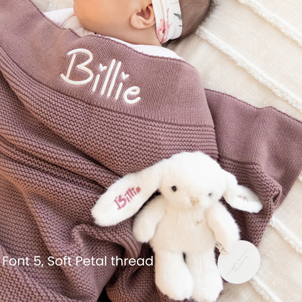 Personalised Baby Blanket - Dusty Plum Knit - Image 4