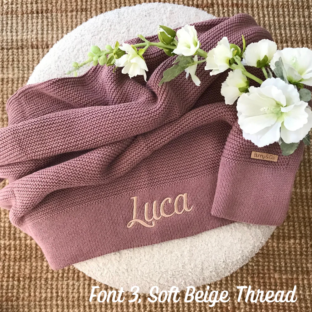 Personalised Baby Blanket - Dusty Plum Knit - Image 5