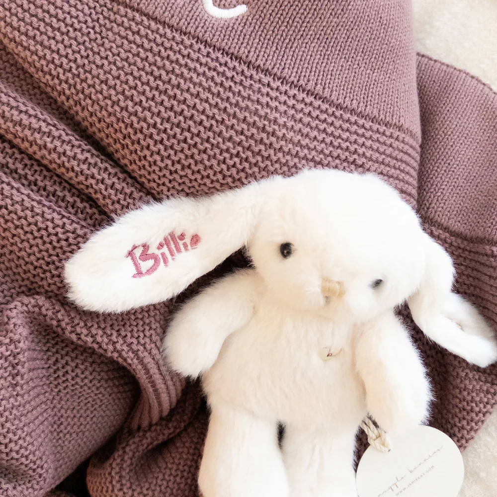 Personalised Baby Blanket - Dusty Plum Knit - Image 6