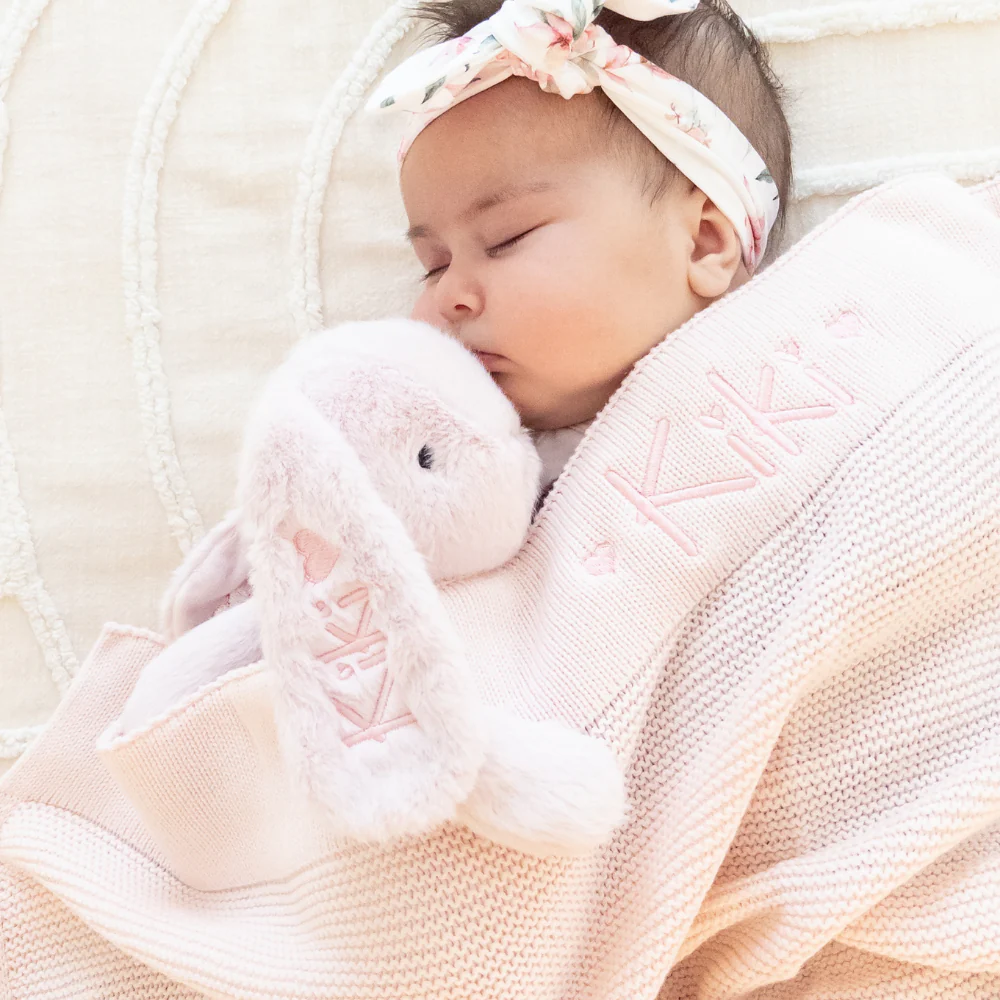 Personalised Baby Blanket - Light Pink Knit - Image 3