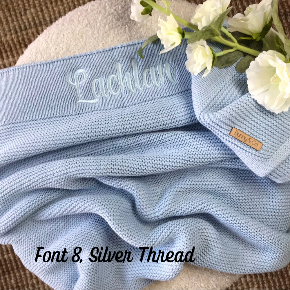 Personalised Baby Blanket - Powder Blue Knit - Image 4