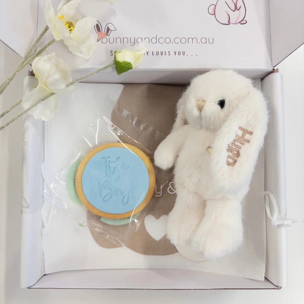 Personalised Baby Boy Snuggle & Treat Box - Marshmallow Snuggle Bunnies - Image 5