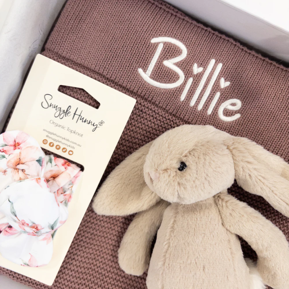 Personalised Bunny & Blanket Gift Hamper - Beige Jellycat Bunny - Image 3