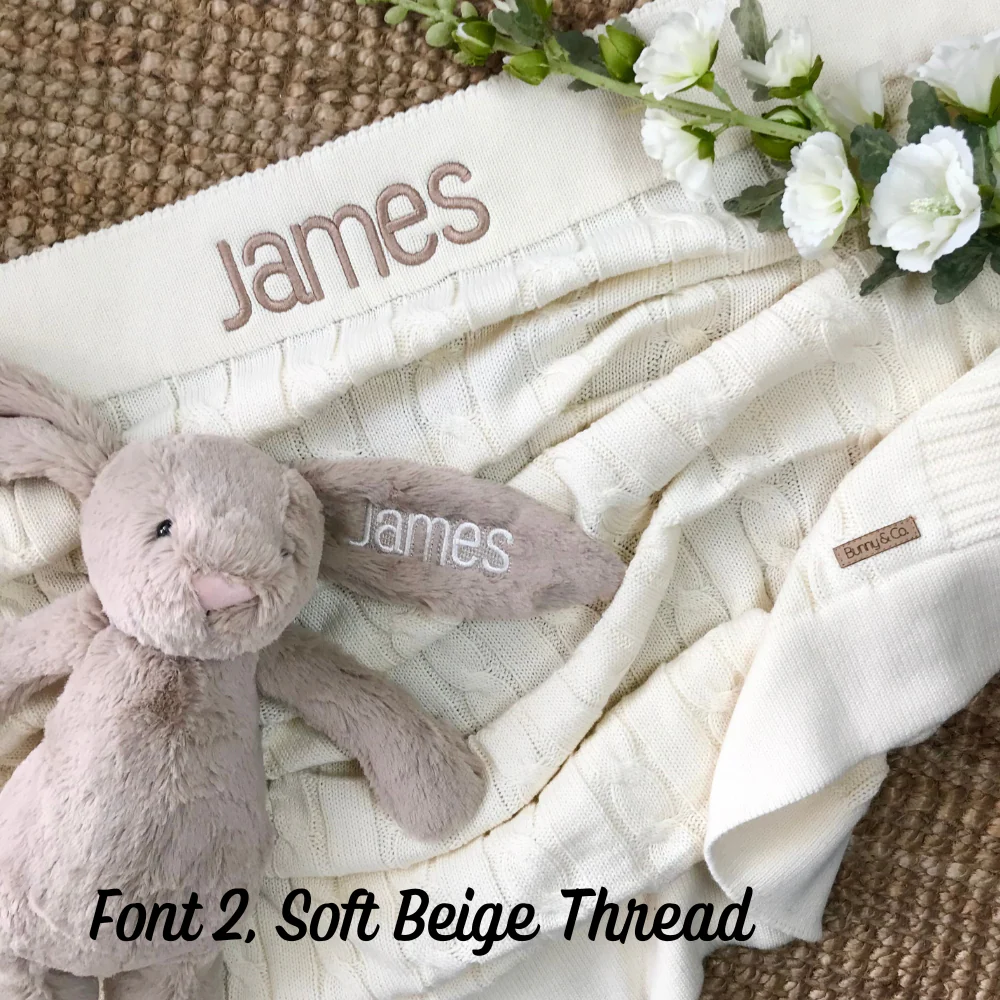 Personalised Baby Blanket - Cream Cable Knit - Image 4
