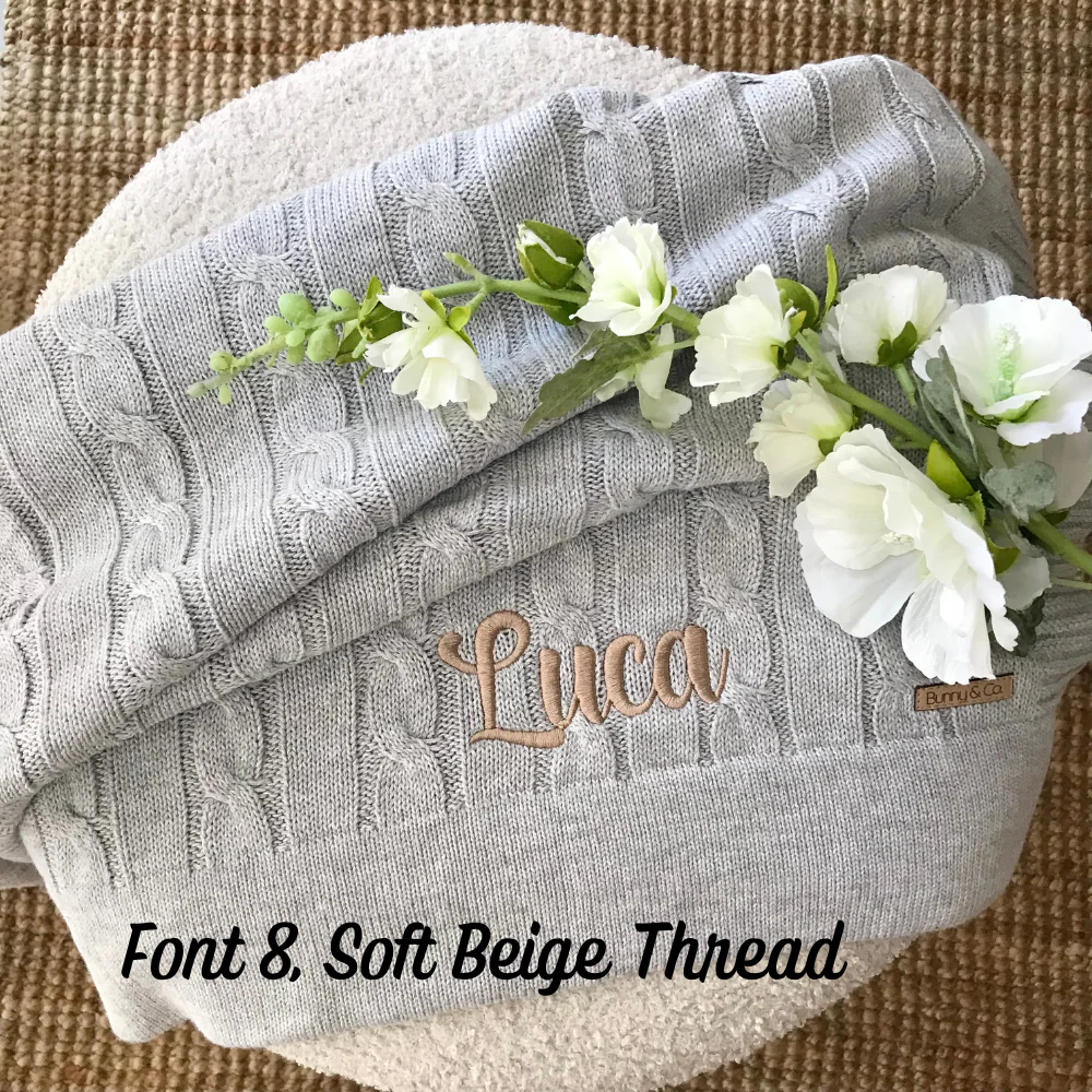 Personalised Baby Blanket - Grey Cable Knit - Image 4