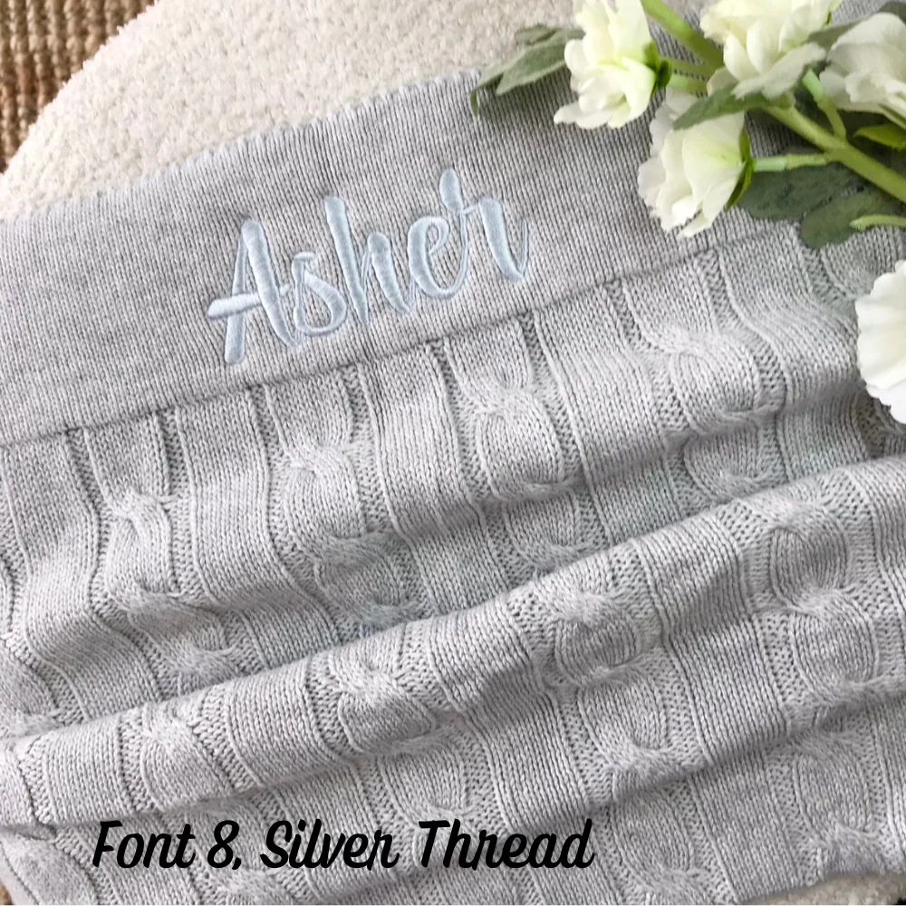 Personalised Baby Blanket - Grey Cable Knit - Image 6