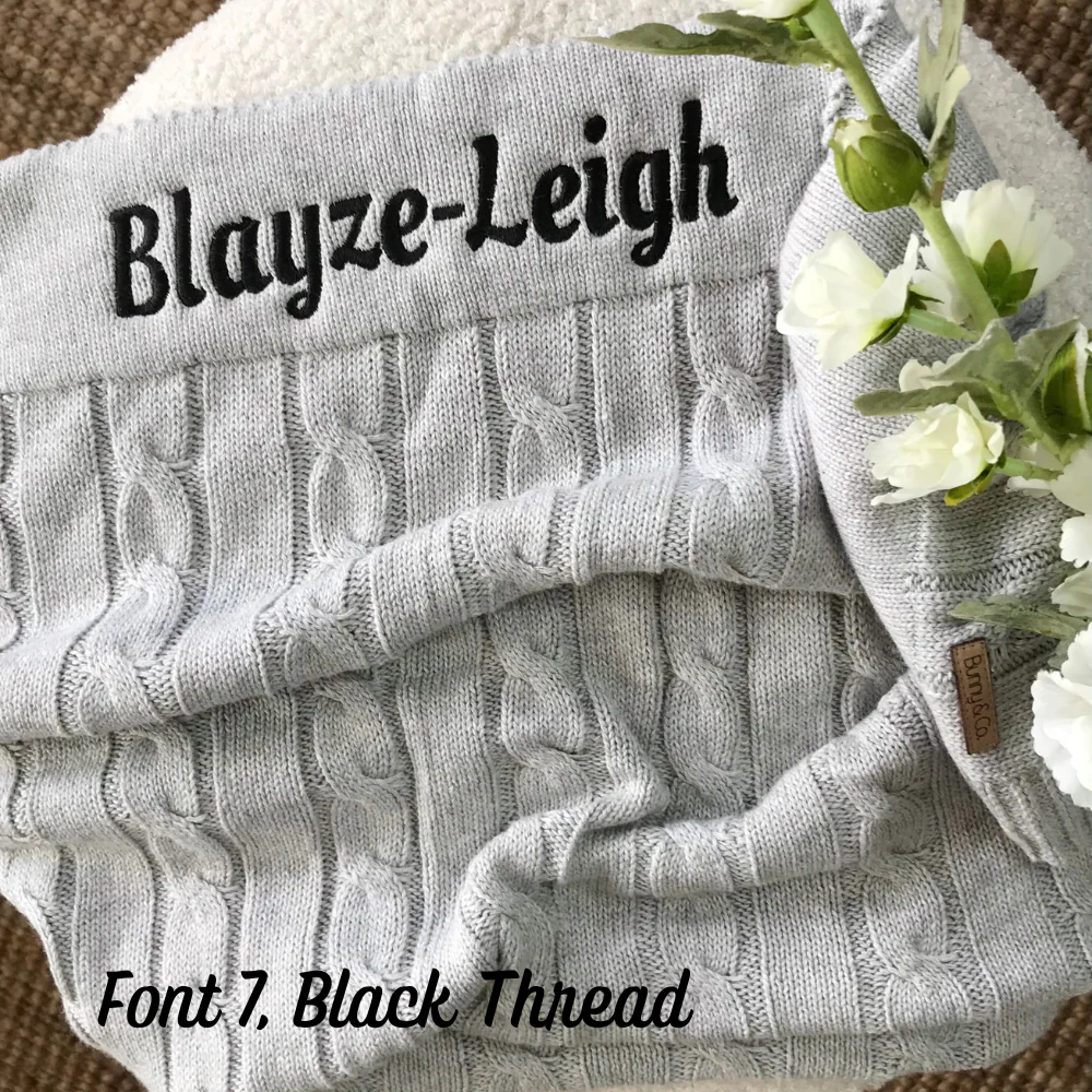Personalised Baby Blanket - Grey Cable Knit - Image 7