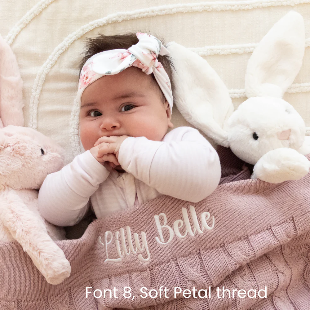 Personalised Baby Blanket - Mauve Cable Knit - Image 4