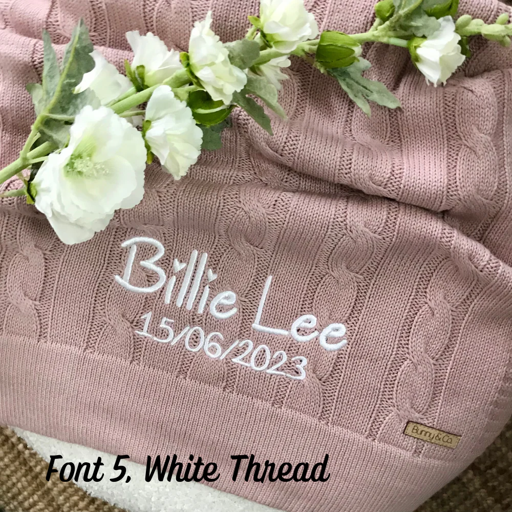 Personalised Baby Blanket - Mauve Cable Knit - Image 5