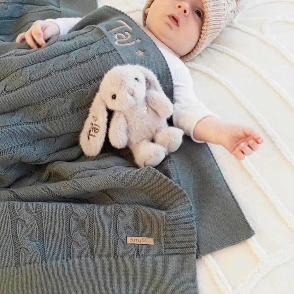 Personalised Baby Blanket - Forest Cable Knit - Image 3