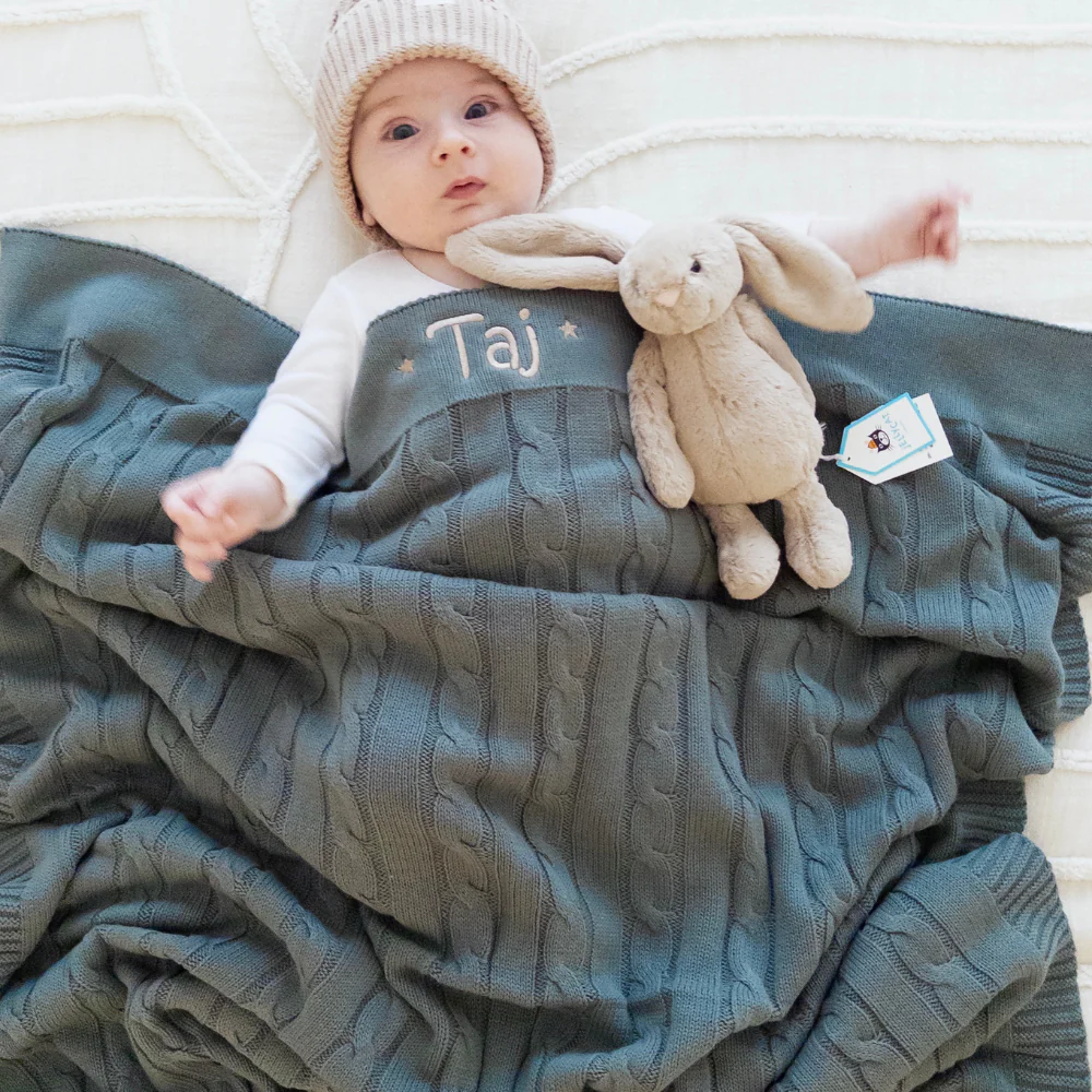 Personalised Baby Blanket - Forest Cable Knit - Image 4