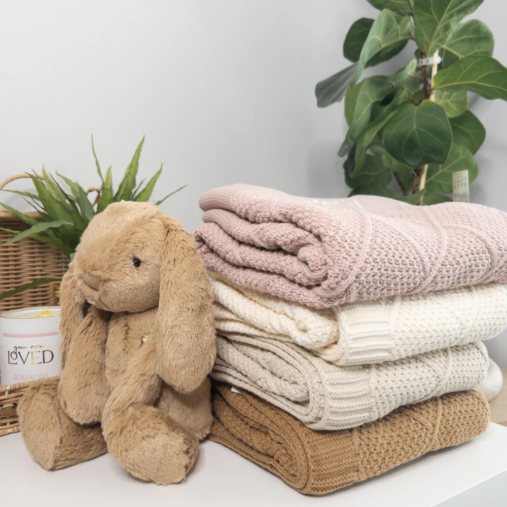 Personalised Diamond Knit Baby Blanket - Rosewater - Image 5