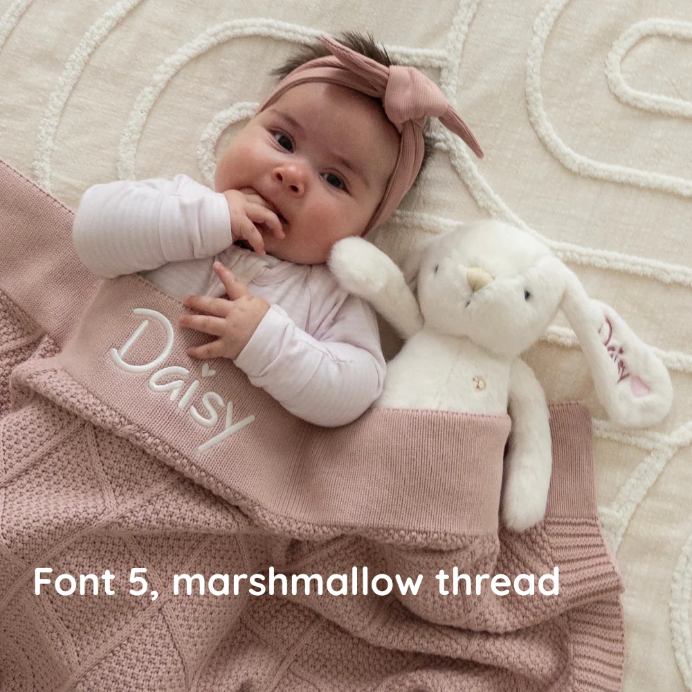Personalised Diamond Knit Baby Blanket - Rosewater - Image 6