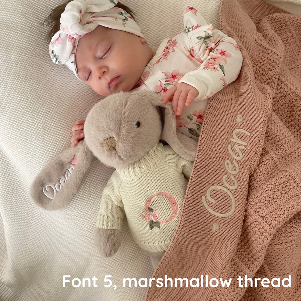 Personalised Diamond Knit Baby Blanket - Rosewater - Image 7