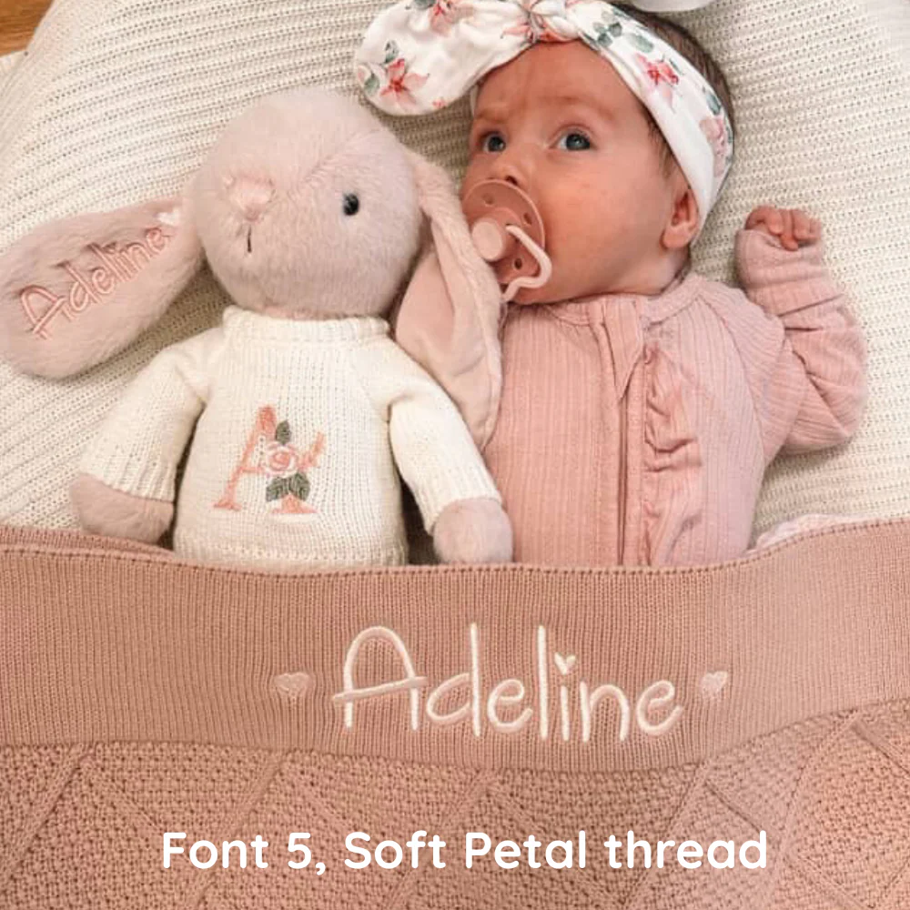 Personalised Diamond Knit Baby Blanket - Rosewater - Image 8