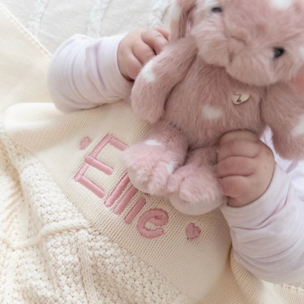 Personalised Diamond Knit Baby Blanket - Milk - Image 5