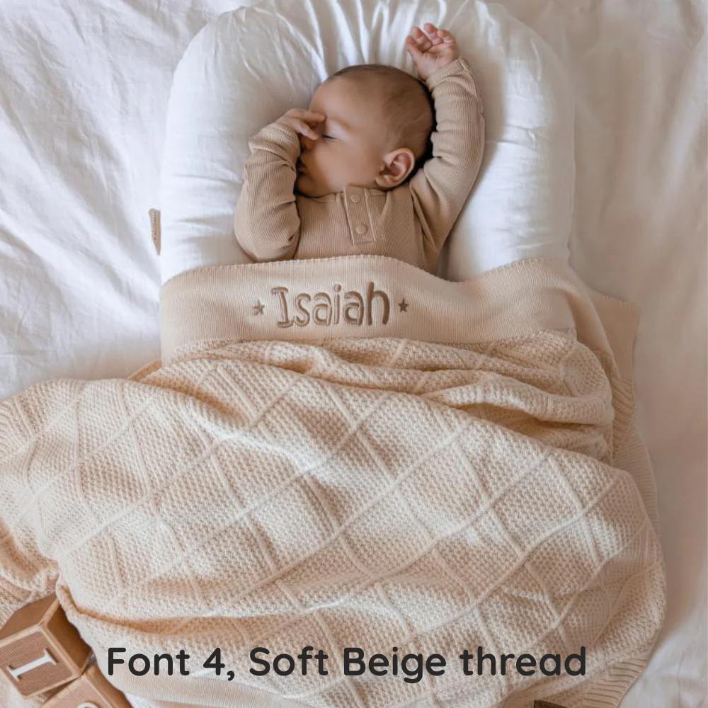 Personalised Diamond Knit Baby Blanket - Milk - Image 6