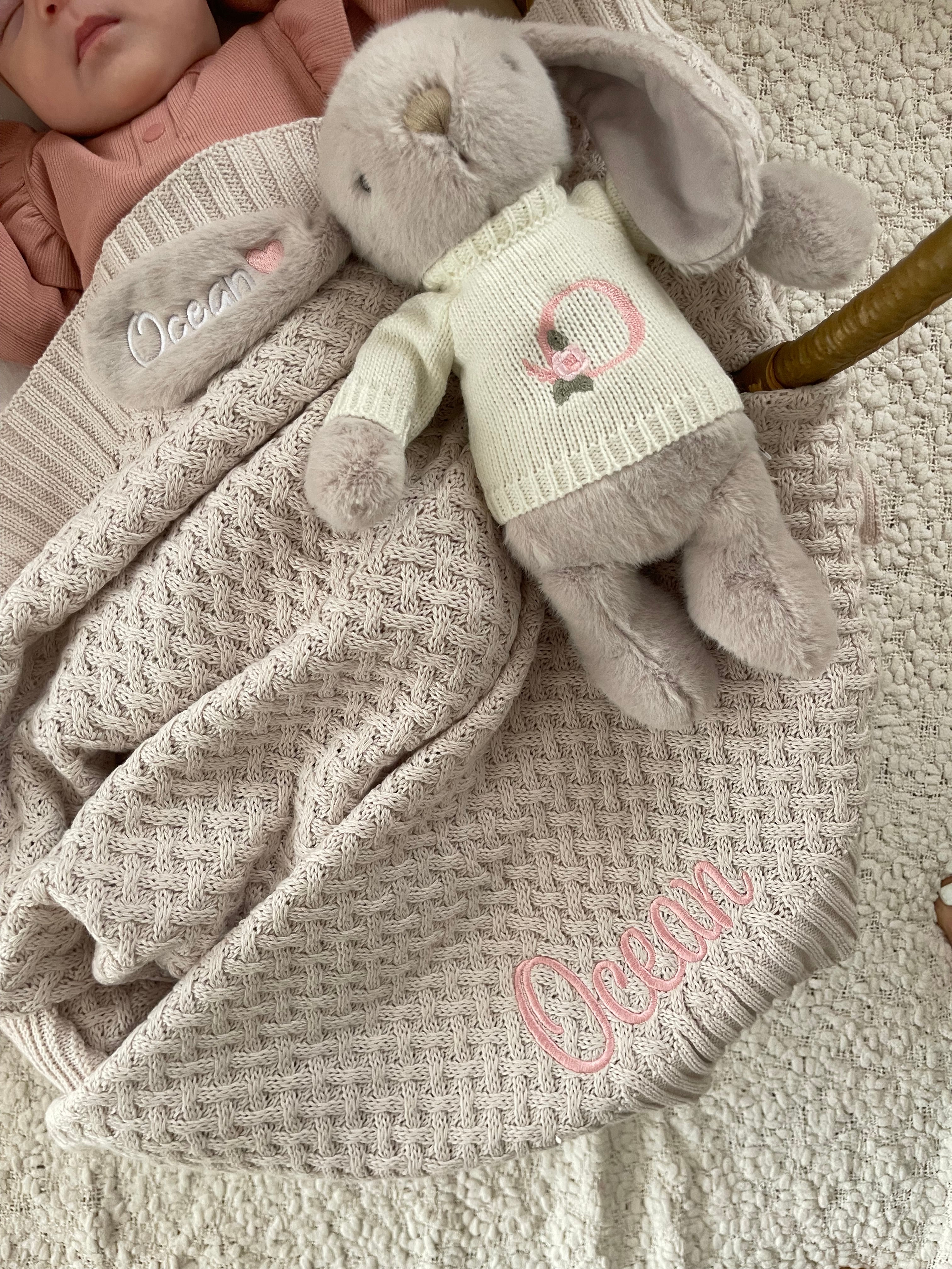 Personalised Snuggle Bunny & Blanket Gift Hamper - Warm Grey - Image 4