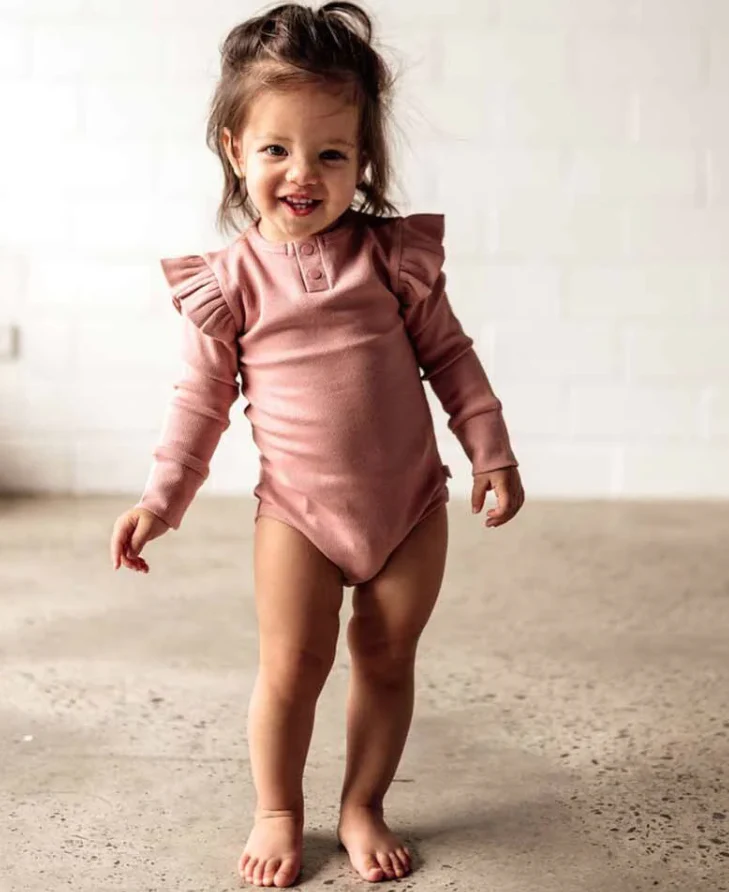 Snuggle Hunny Long Sleeve Organic Bodysuit - Rose - Image 3